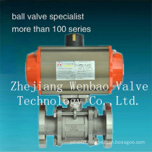 Hot Sale Flanged 3-PC Pneumatic Actuated Vacuum Ball Valve